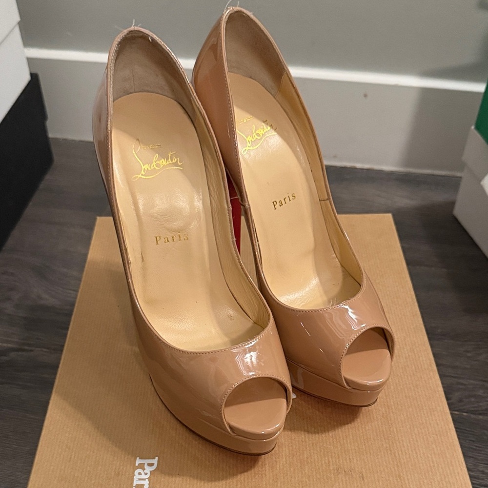 Christian Louboutin Beige Peep Toe Heels